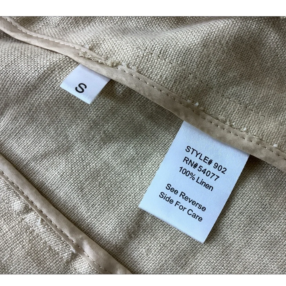 Cabi Linen Tan Safari SS Button Front Blazer Jacket Classic Small Minimalist